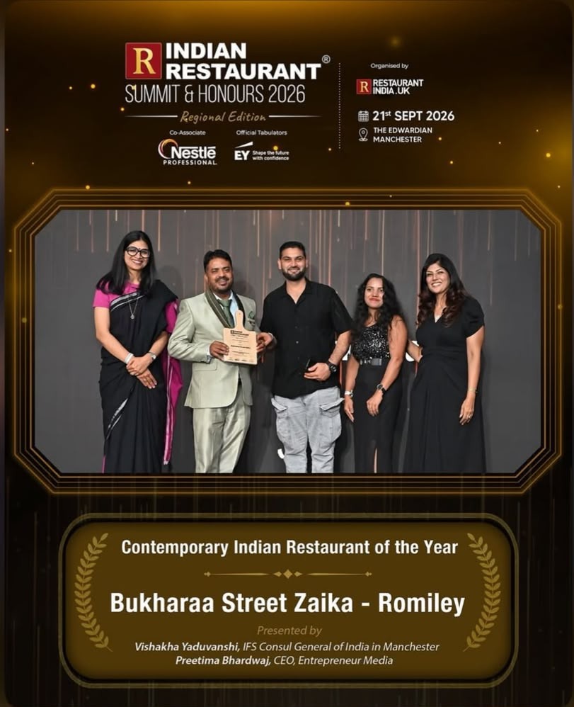Bukharaa Street Zaika – Romiley recognised as Contemporary Indian Restaurant of the Year at the Indian Restaurant Summit & Honours 2026